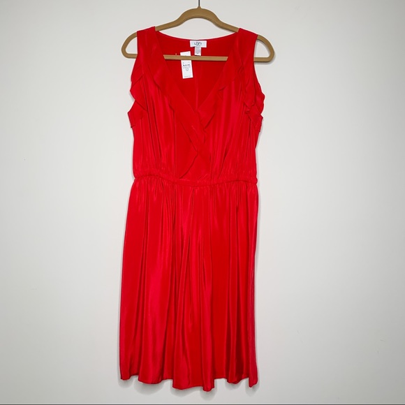 NWT LOFT Red Silk Sleeveless Dress Size 12 - Picture 2 of 7